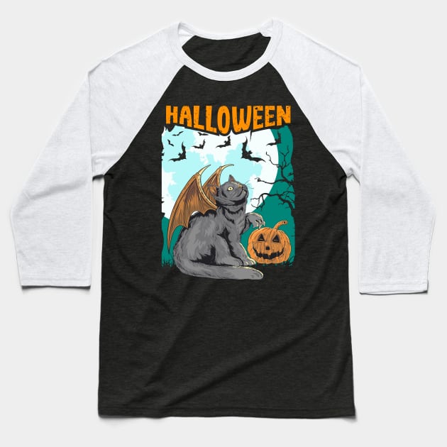 Halloween 2021 Gift For Cat Lover, Spooky And Scary Cat For Halloween Celebration Happy Halloween Day Baseball T-Shirt by Charaf Eddine